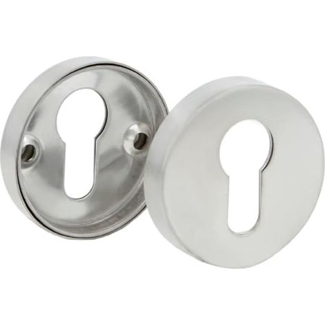 Entrée de cylindre Europrofil - 1 pièce - Acier inoxydable 18/8 - Finition argent mat - Pour portes intérieures et extérieures - Ø53,5 mm (1/3)