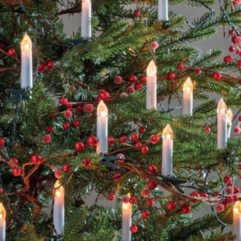 7m Set of 30 Christmas Tree Light Candles with Warm White LEDs and Timer Function (1/2)