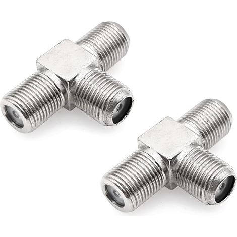 connecteurs répartiteurs en T type F à 3 voies adaptateur répartiteur coaxial TV satellite F femelle vers double femelle, combinateur d'antenne TV 75 ohms pour câble, modem, récepteur satellite (1/5)