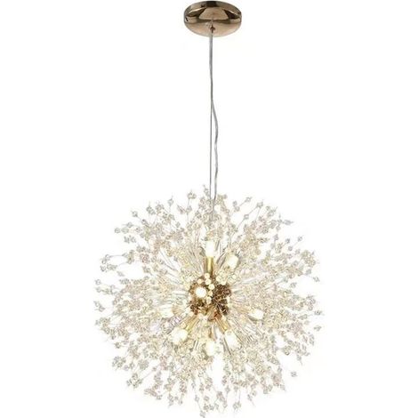 Moderner Löwenzahn-Kronleuchter, 40 cm – Materialien: Holz und Metall – Dimmbar – Für Wohnzimmer, Küche, Schlafzimmer – Crezuo