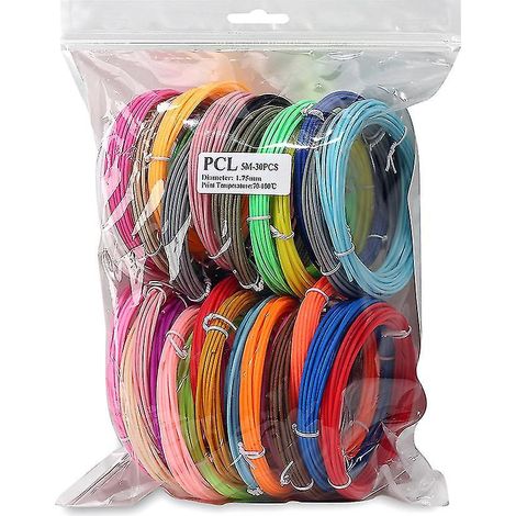 Farbiges Filament für 3D-Drucker (PCL/PLA) mit 50 m, 100 m oder 150 m Durchmesser (1,75 mm), kompatibel mit 3D-Stiften. (1/5)