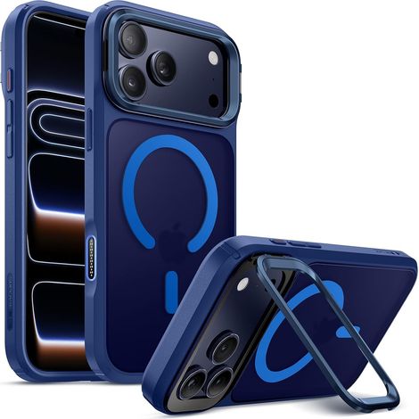 Coque pour iPhone 17 Pro Max avec [Bouton Commande Appareil Photo] [MagSafe Compatible] [Béquille Intégrée] (Unicorn Beetle Mag) Coque Ultra-Fine Magnétique Translucide, Bleu (1/5)