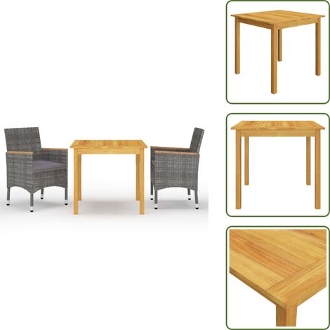 Ensemble à manger de jardin 3 pcs Gris - Ensemble Salon De Jardin - Mobilier De Jardin - Table De Jardin - Chaises De Jardin - Acacia (1/5)