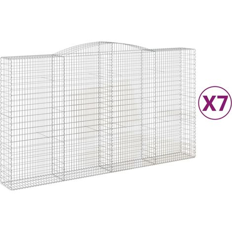 Paniers à gabions arqués 7 pcs  Mur en gabion 400x50x220/240 cm Fer galvanisé