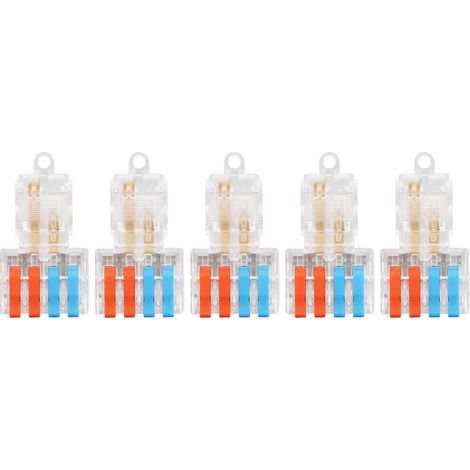 Lot de 5 connecteurs à levier pour câbles, contacts en laiton, type T, connexion rapide, conception à clapet, 250 V, 32 A (1/5)