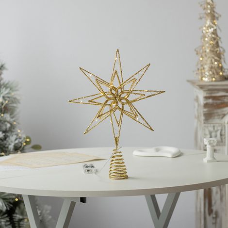 Étoile De Noël Éclairée - 34 Cm - 20 Led - Pour Sommet D'Arbre De Noël Intérieur Extérieur - 1 Pièce (1/5)