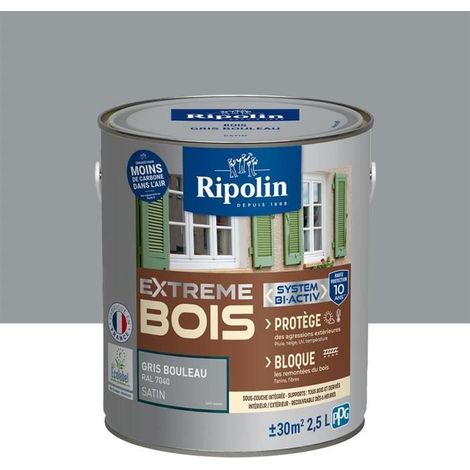 Innen- und Außenholzfarbe - Satin - 2,5L - Birken-Grau Ral 7040 - Ripolin