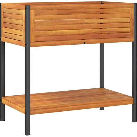vidaXL Pflanzkübel und Regal 80x45x80 cm aus Akazienholz und Stahl