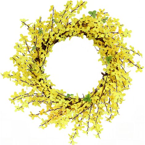 Dekorativer Winterjasminkranz für die Haustür, realistisch und naturgetreu, ideal für Wohnzimmer und Wohnung. 50 cm hoch, 30 cm Außendurchmesser. Hohe Dichte. (1/2)