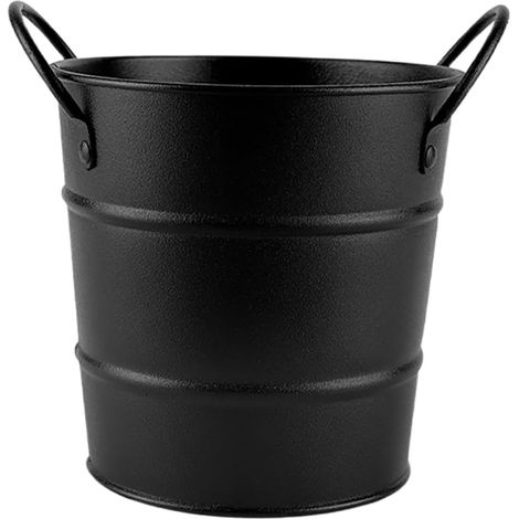 Seau de Rangement en Métal Noir avec Poignées, Mini Seau en Fer Polyvalent, Petit Récipient pour Snacks, Café et Restaurant, Accessoire de Service pour Fête et Bureau (1/5)