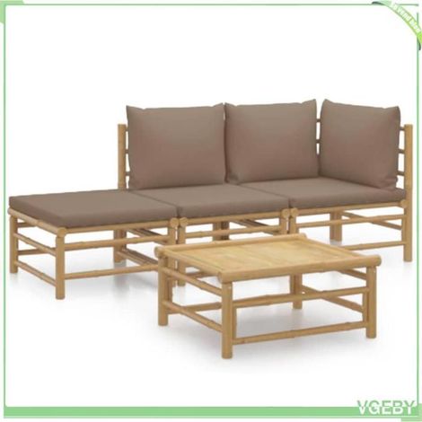 Salon de jardin - FAFEICY - 3155112 - Bambou huilé - Modulaire - Coussins taupe (1/5)