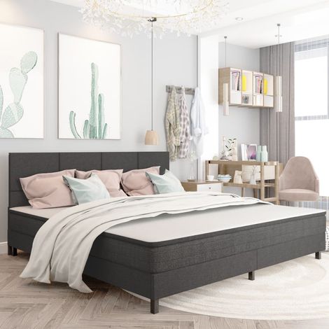 Sommier tapissier  Cadre à lattes pour Lit adulte Gris foncé Tissu 200x200 cm 31058 (1/5)