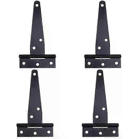 GTBL Lot de 4 charnières de porte robustes de 15 cm (6 pouces) avec bride en T, adaptées aux portails en bois (noir) - JXLGV (1/5)
