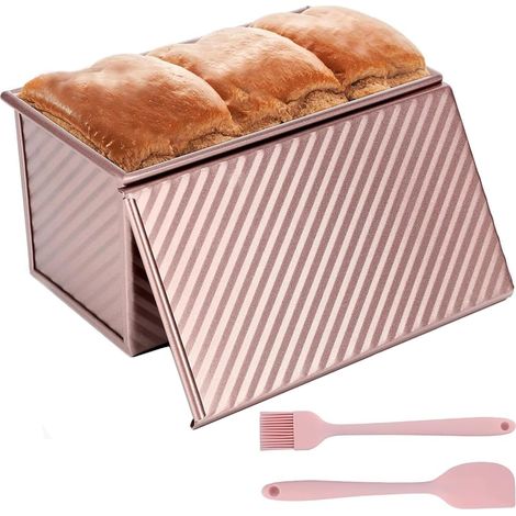 Moule à cake aluminium 450 g, couvercle, antiadhésif, pain, toast, four, carbon, paton (1/5)