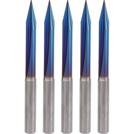 Lot 5 embouts gravure – 4x0.3x20 – 2 cannelures droites – fraise en bout V