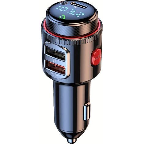 Bluetooth 5.4 Auto-Transmitter - 48W maximale Leistung, kompatibel mit PD- und QC 3.0-Schnellladung, Autoladegerät mit HiFi-Bass-Effekten, Freisprechfunktion, LED-Anzeige und 64GB USB-Speicher.