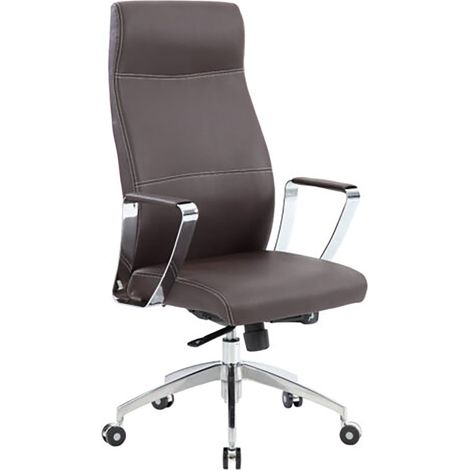 Poltrona da Ufficio Presidenziale Nashville con Braccioli 60,5x60x118,5-128,5 cm in Pelle Sintetica Marrone (1/4)