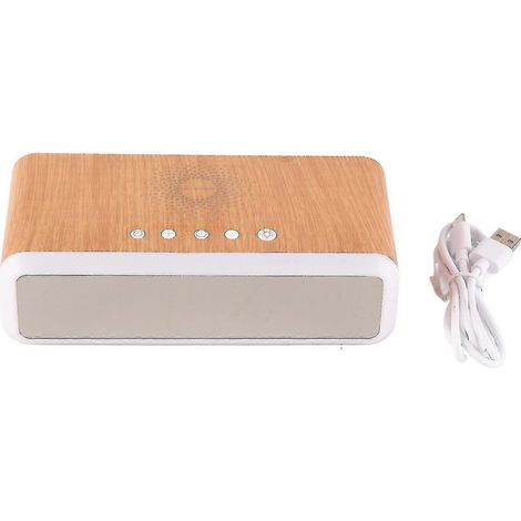Réveil veilleuse avec chargeur sans fil 15 W, finition bois, affichage LED, lampe de chevet multifonctionnelle, design ergonomique, format compact, idéale pour l'allaitement (1/5)