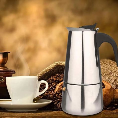 Italienische Espressomaschine, Kaffeemaschine, Kaffeebereiter, Edelstahl, 9 Tassen Fassungsvermögen, 450 ml