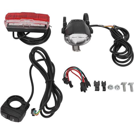 Ensemble phare, feu arrière et klaxon pour vélo électrique 24V-48V (1/5)