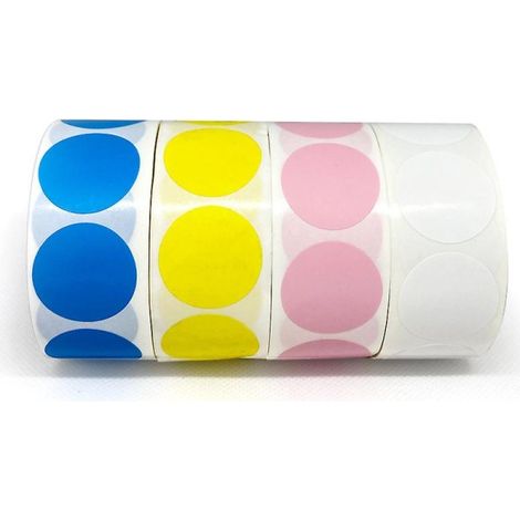 Lot de 500 étiquettes rondes à points, 4 couleurs, autocollantes amovibles, rouleaux de stickers cercles adhésifs pour codage (1/2)