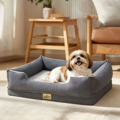 BingoPaw Large Dog Bed Soft Calming Sleeping Couch Washable for Large Medium Small Dogs - Grey Medium 77x63x18cm (1/5)
