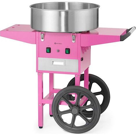 Máquina de algodón de azúcar con carrito con ruedas sin tapa, 1130 W - rosa (1/5)