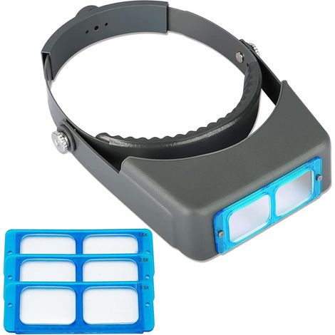 Lente d'ingrandimento professionale a doppia lente - Lente d'ingrandimento per gioielli - Visiera di lettura - Lente d'ingrandimento binoculare in vetro ottico con ingrandimento 1,5X 2X 2,5X 3,5X per (1/5)