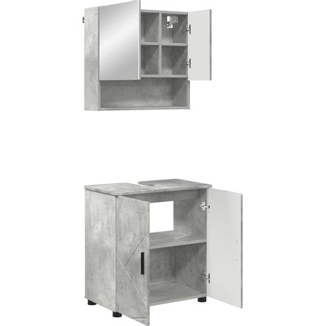 Maison Exclusive - Badezimmermöbel-Set 2 pcs Beton Grau Holzwerks