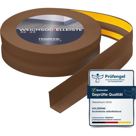 HOLZBRINK Plinthe Souple Auto-Adhésive Noire Plinthe Cassée PVC, 70x20 mm, 20 m