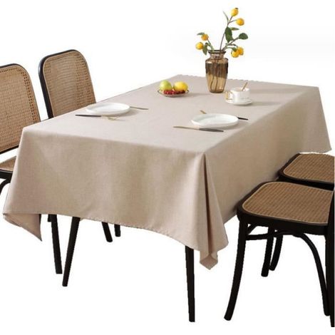 Nappe Rectangulaire - Anti-tâches - Beige - 130x180 cm - Lavable - Lin en coton (1/3)