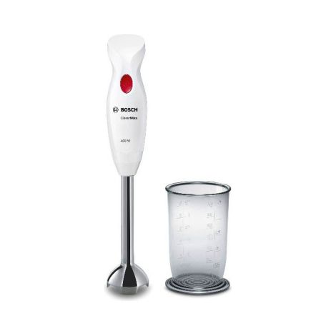 BOSCH Mixeur Plongeant 400W Blanc pied Inox Bol 0,75L 4 lames Inox Gobelet Gradué Pied Amovible (1/2)