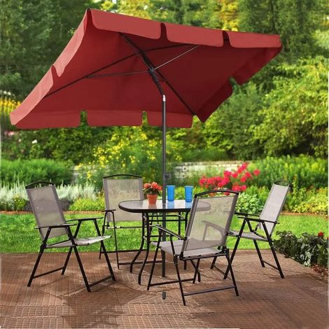 Ombrellone Rettangolare Da Giardino Parasole Per Balcone Con Inclinazione Regolabile Anti UV Impermeabile Ombreggiante Per Mare Spiaggia Piscina Terrazzo Facile Trasporto 198 x 125 Cm (Blu) - Colore: