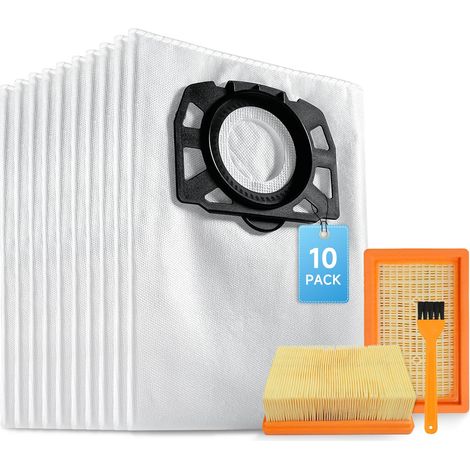 Bolsa para aspiradora KFI 487 con 2 filtros KFI 4410 para Karcher WD4, WD5, WD6, WD5P, WD6P, MV4, MV5 y MV6. Reemplazo de filtro HEPA 2.863-006.0 y 2.863-005.0 para Kärcher. (1/5)