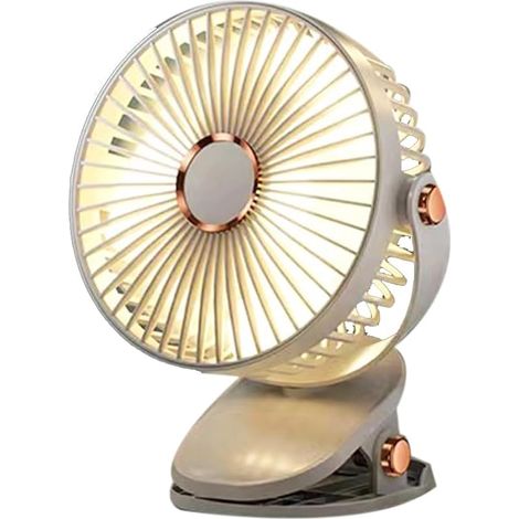 Ventilateur à clip de 15,2 cm, 1200 mAh, rechargeable par USB, puissante, mini ventilateur de bureau silencieux, pratique, facile à utiliser, blanc (1/5)