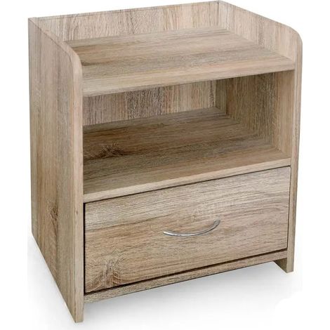 Mesita de noche de roble 43 x 30 x 48 cm con un cassetto y diseño moderno