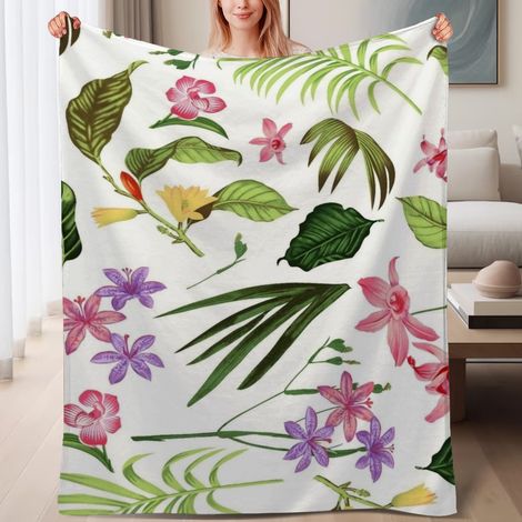 Couverture de lit en polaire, microfibre douce et confortable légères printemps-été, décoration de chambre à coucher, excellent cadeau pour femmes et hommes, 6080 pouces (1/4)