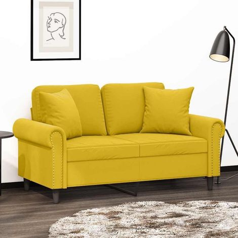2-Sitzer-Sofa mit Schlaffunktion, Samt, Gelb, 120 cm (1/5)