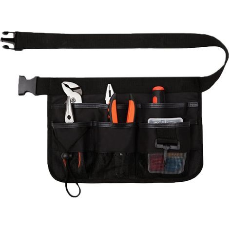 Garden Tool Belt, Adjustable Tool Belt Bag, Tool Holder Belt, 7 Pockets, 600D Oxford Cloth, Waterproof, with Adjustable Belt, for Home, Garden, Camping, Cleaning (Black) (1/5)