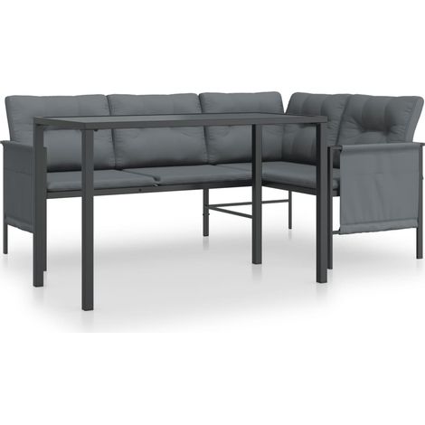 Ensemble de salle à manger de jardin meuble extérieur 2 pièces anthracite acier