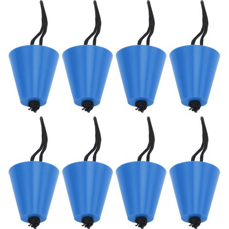 Lot de 8 bouchons d'évacuation en silicone pour kayak, bouchons de trou de vidange avec cordon, bleu, pour canoë (1/5)