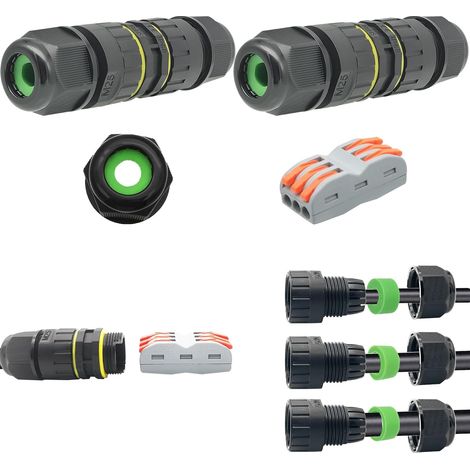 Boîte de jonction étanche Connecteur de câble extérieur connecteur IP68 Coupleur de manchon externe 5mm-14mm (Pack de 2) (1/5)
