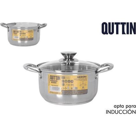 20 cms. cacerola acero inoxidable apta para induccion con tapa cristal new neron 4 lts. quttin