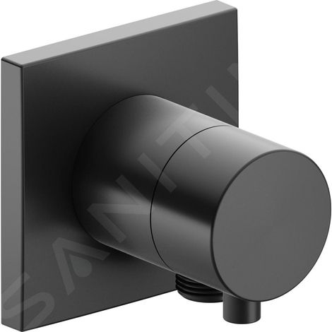Vanne d'arrêt / inverseur 2 voies IXMO DN 15, à encastrer, avec manette IXMO Rosace confort carré noir chrome brossé KEUCO (1/2)