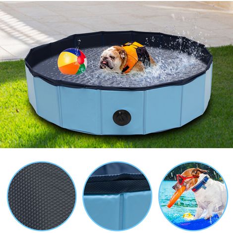 Randaco Piscina plegable para perros de PVC antideslizante, bañera para animales 120 x 30 cm, azul