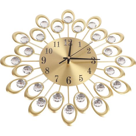 Horloge fleur style européen en fer, batterie silencieuse, facile à lire, dorée, pour maison et bureau. (1/5)
