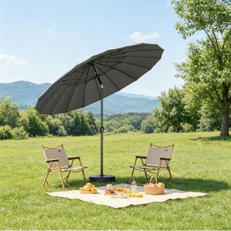 Parasol de jardin inclinable Ø257 cm, polyester gris foncé, mât en aluminium et métal (1/5)