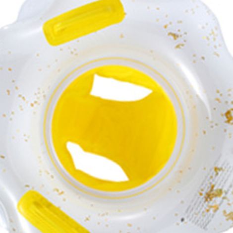 Aufblasbarer Babyschwimmring mit 2 Griffen und Sicherheitssitz für Kinder von 1 bis 5 Jahren, weiß und gelb. (1/5)