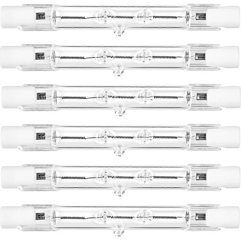 Confezione da 6 lampadine alogene R7s, 118 mm, 230 W, dimmerabili, 230 V, 4650 lm, 2800 K, luce bianca calda, faretto lineare a filamento di tungsteno a risparmio energetico J118 [Db] (1/5)