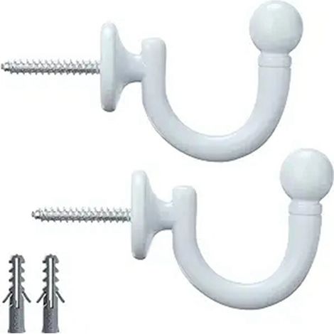 White hooks with screw thread, in stock aluminum alloy bracket curtain hooks, tiebacks, wall hooks, pull cords, metal curved hooks. (1/5)